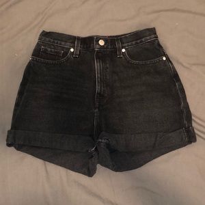 Mom high rise black jean shorts